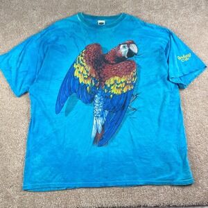Vintage Rainforest Cafe Tie Dye Macaw Parrot T-Shirt Blue Mens 2XL IC Habitat